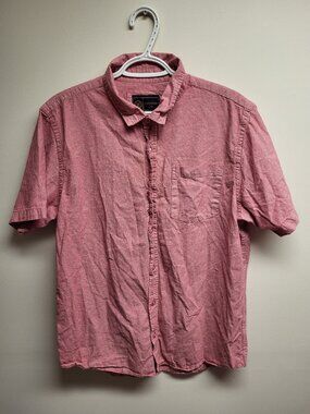 West 49 Men's Pink Short Sleeve Button-Up Shirt Size Large 100% Cotton